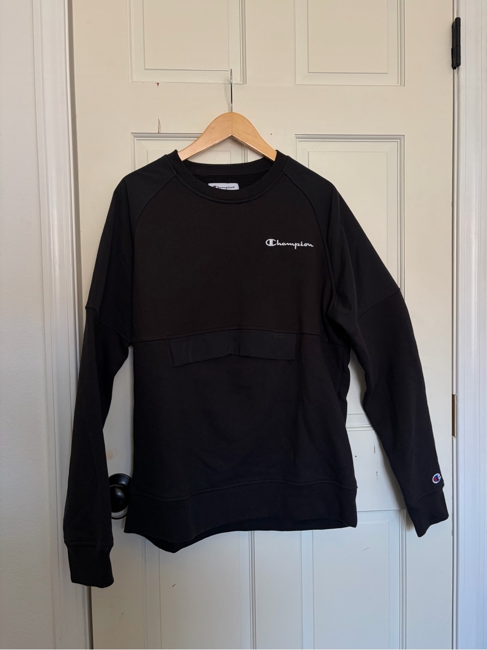 Champion Men’s Black Crewneck Sweatshirt with Small Logo